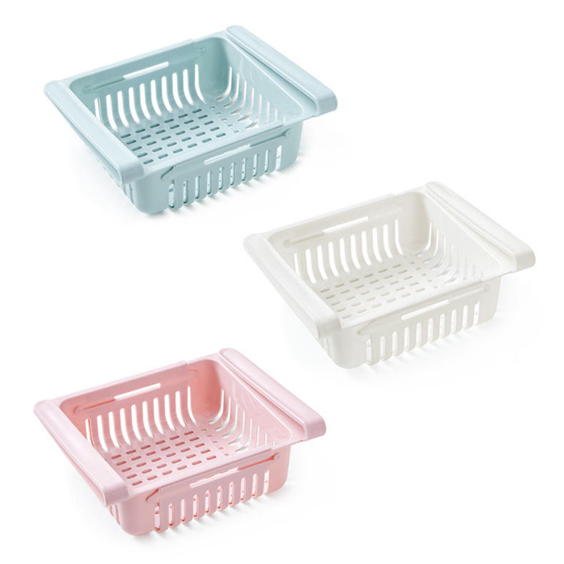 (Pack of 3 ) Popular Retractable Drawer Organizer Refrigerator Storage Shelf Fruit Egg Food Multifunction Reusable Food Containers