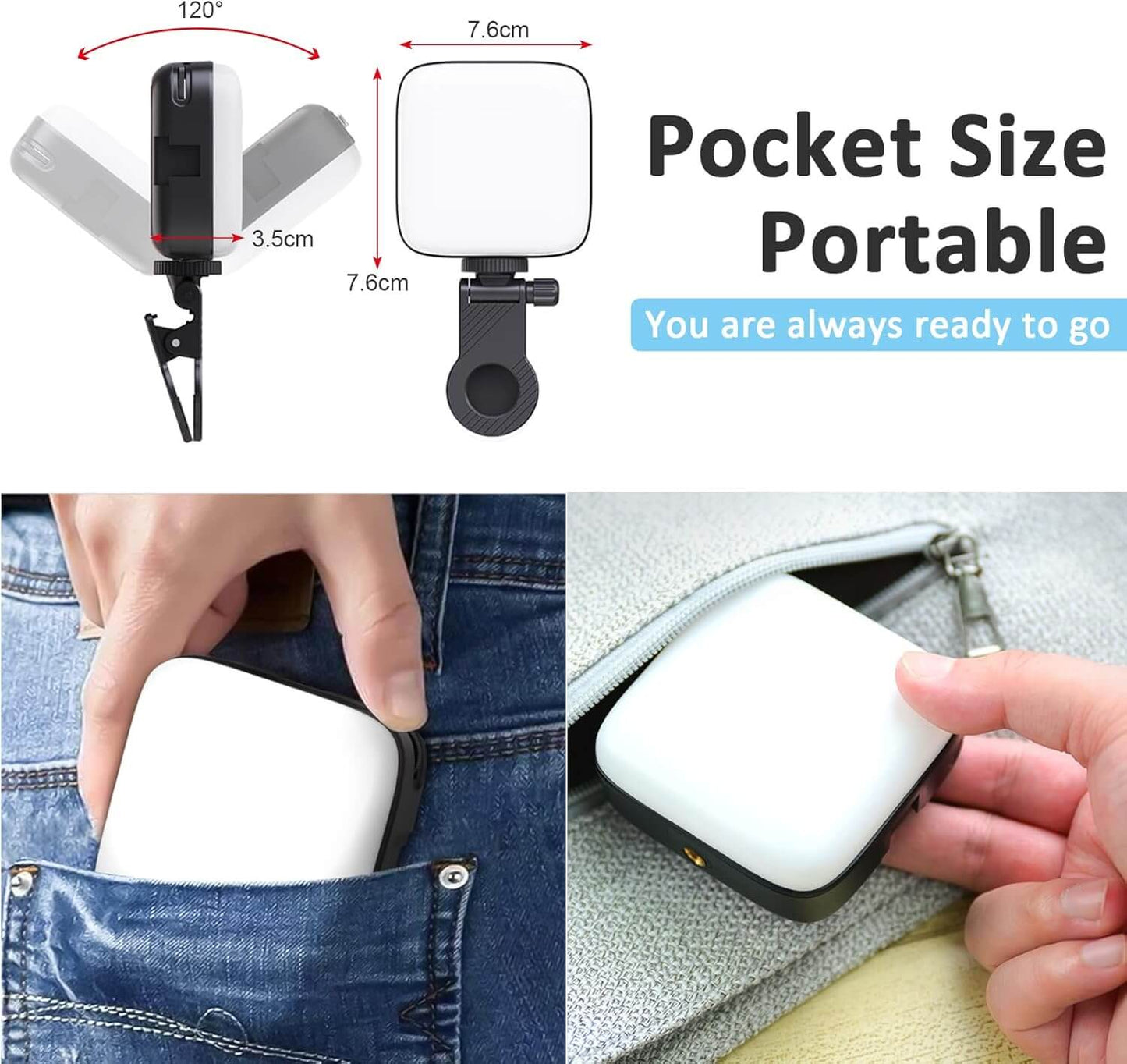 Portable Rechargeable Led Selfie Video Light For Photography, Live Streaming, Mobile Camera