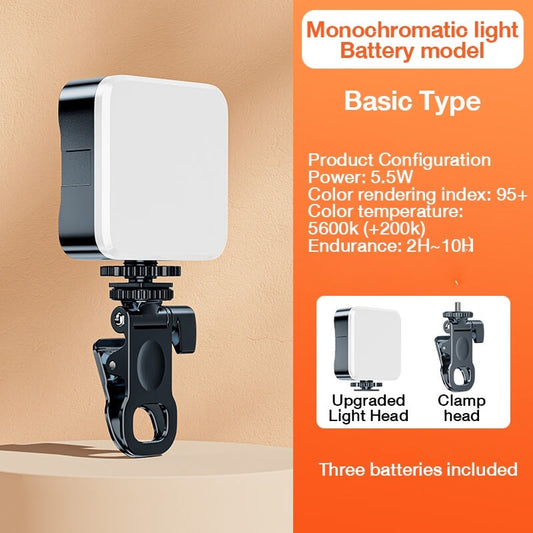 Portable Rechargeable Led Selfie Video Light For Photography, Live Streaming, Mobile Camera