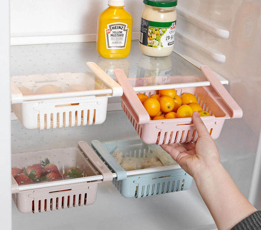 (Pack of 3 ) Popular Retractable Drawer Organizer Refrigerator Storage Shelf Fruit Egg Food Multifunction Reusable Food Containers